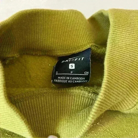 Nike Olive and Gold Cropped crewneck sweatshirt Size:S - Picture 3 of 5